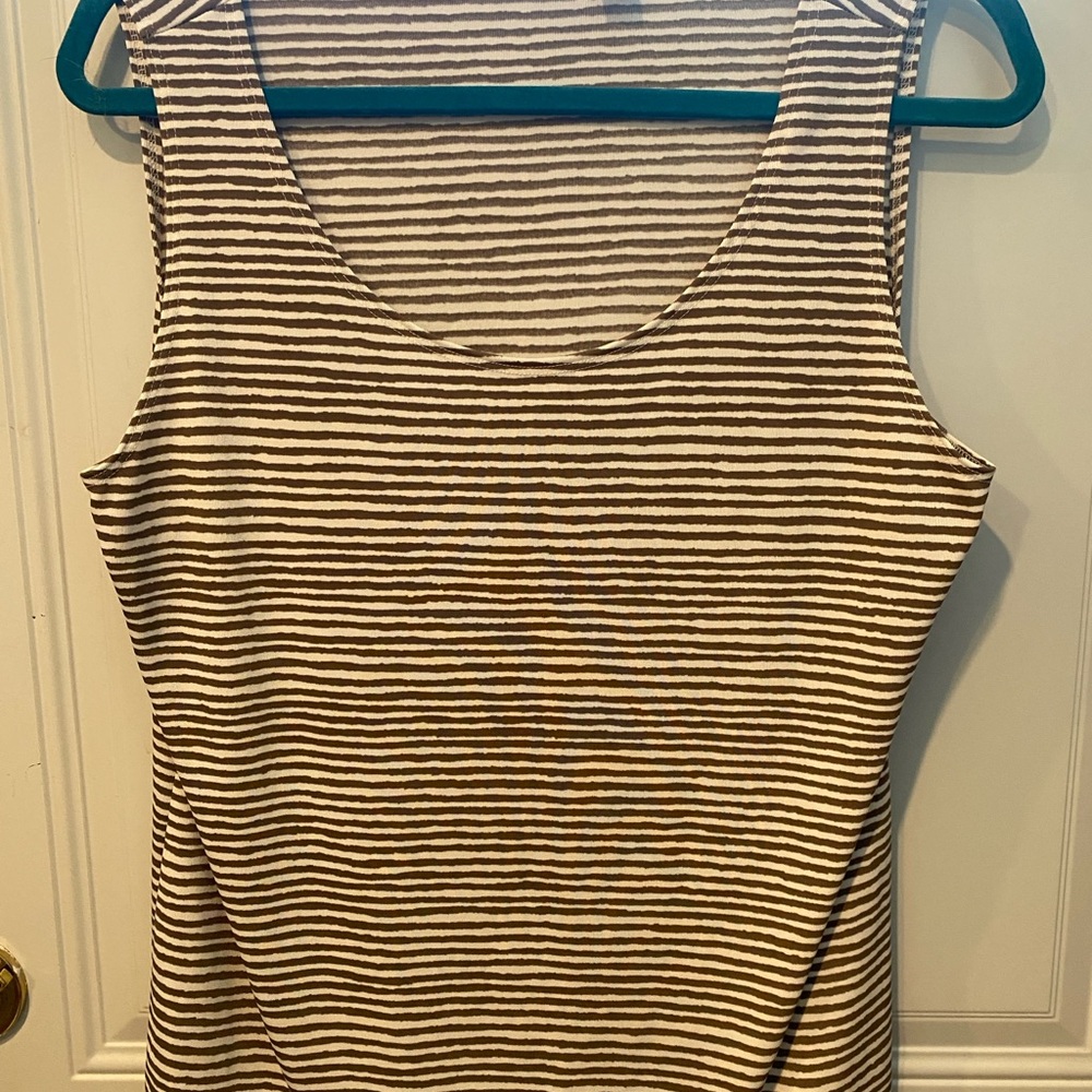 Chico's Tan and White Striped Tank Top Size 2 or Large